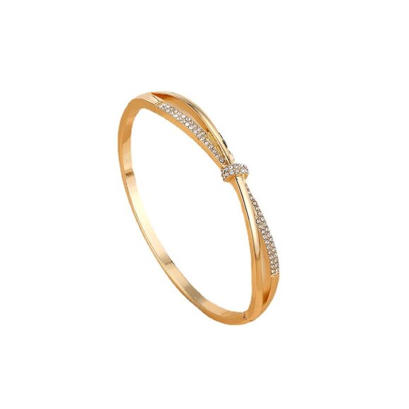 3/$35 Classic Cubic Zirconia CZ Gold Bangle Fashion Bracelet Diamond Jewelry - Picture 4 of 4